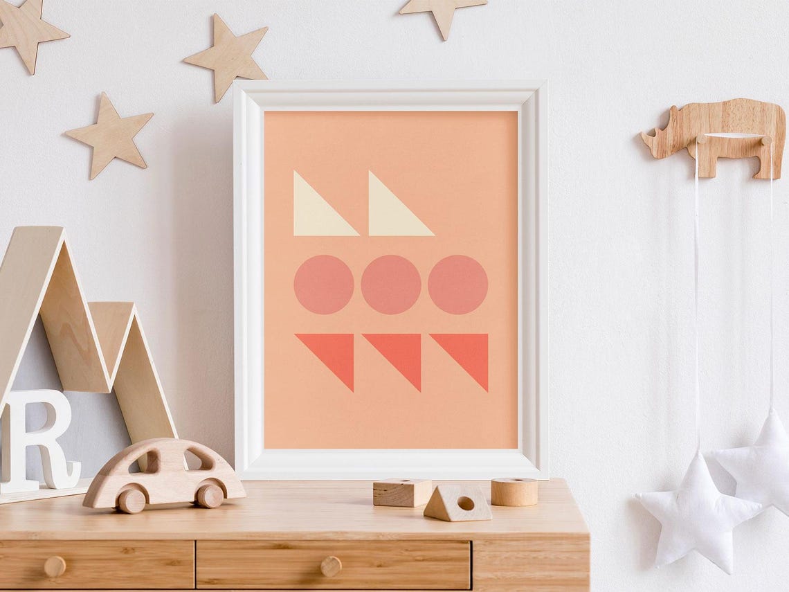 Peach Abstract Geometric Shapes Minimalist Modern Art Poster - Image 2