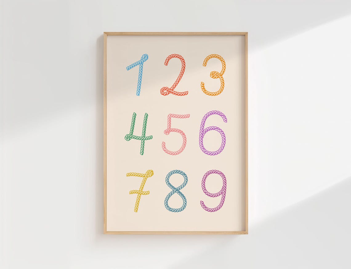 Colorful Rope Numbers 1 To 9 Kids Counting Fun Learning Wall Art - Image 2