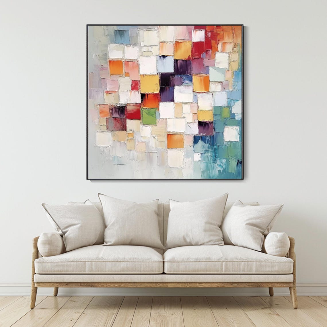 Colorful Abstract Geometric Mosaic Blocks Impasto Modern Poster - Image 3
