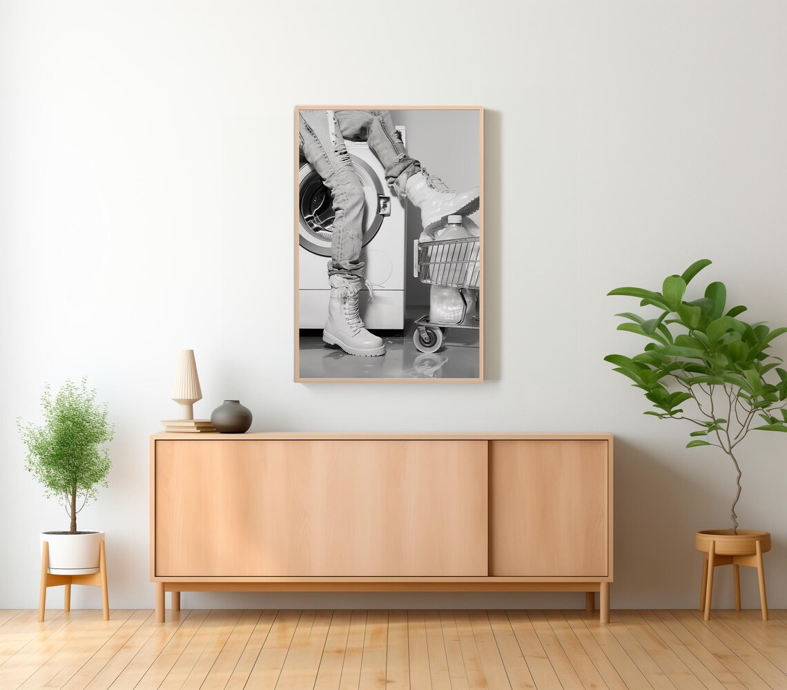 Laundry Day Wall Art Black And White Funny Wall Art Laundry Room Decor Wall Art - Image 2