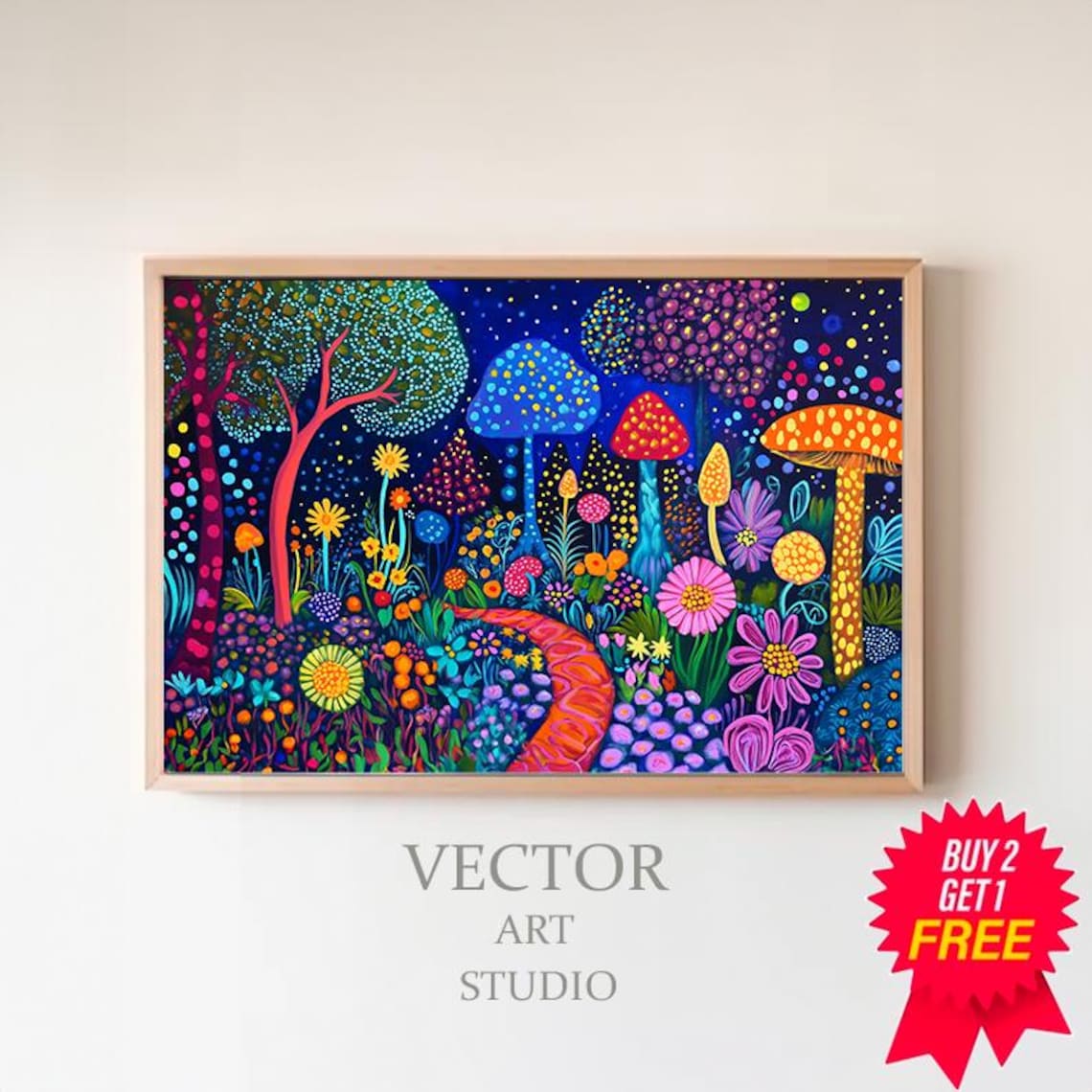 Yayoi Kusama-Inspired Japandi Japanese Art Print