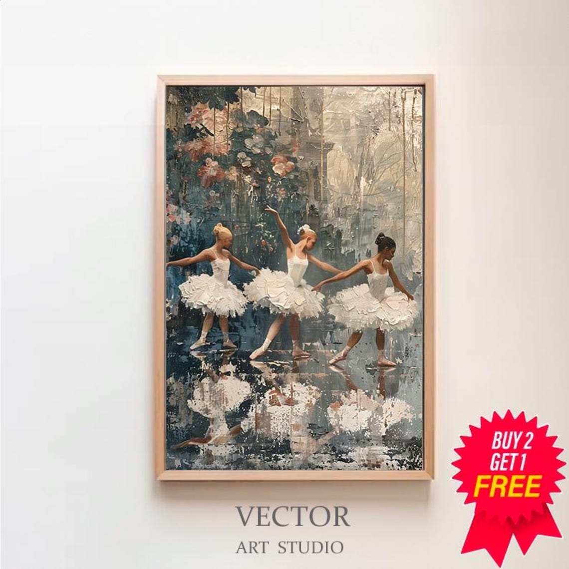 Three Ballerinas In White Tutus Impressionist Ballet Dancers Poster