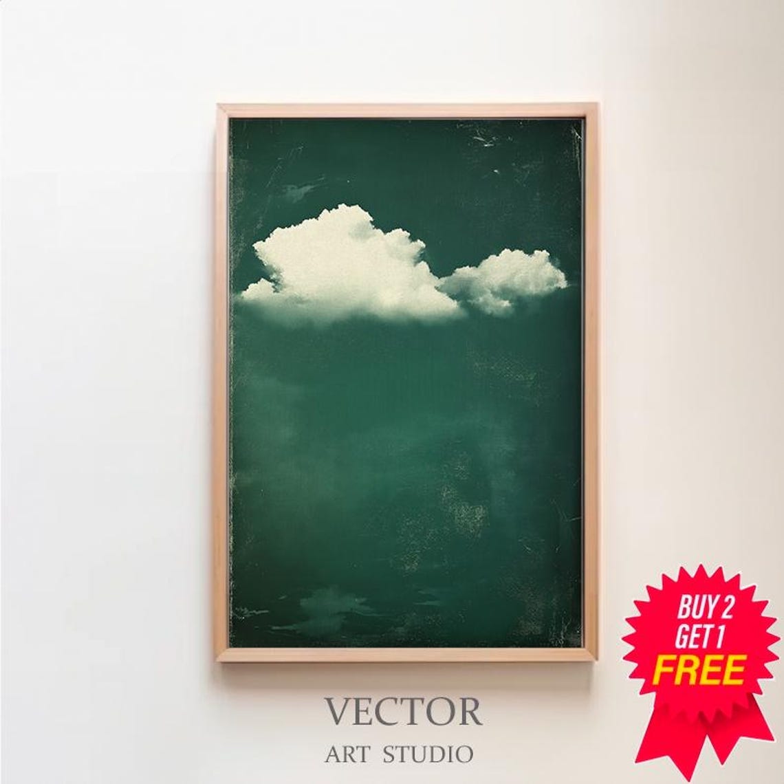 Emerald Green Cloud Wall Art Cloud Art Minimalist Wall Decor Cloud Print Moody Cloud Art Moody Art Nature Art