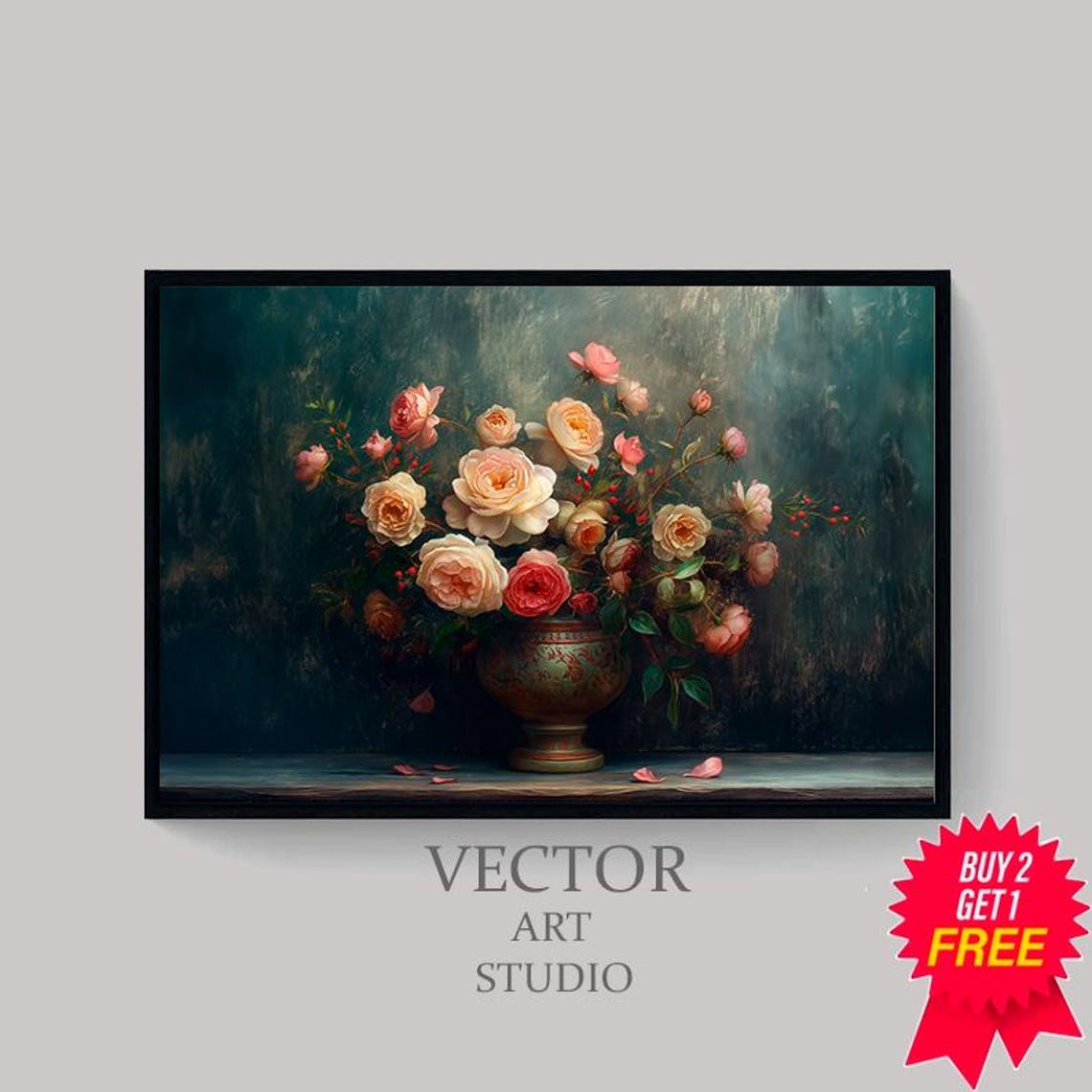Moody Floral Print Vintage Art Moody Vintage Art - Image 4