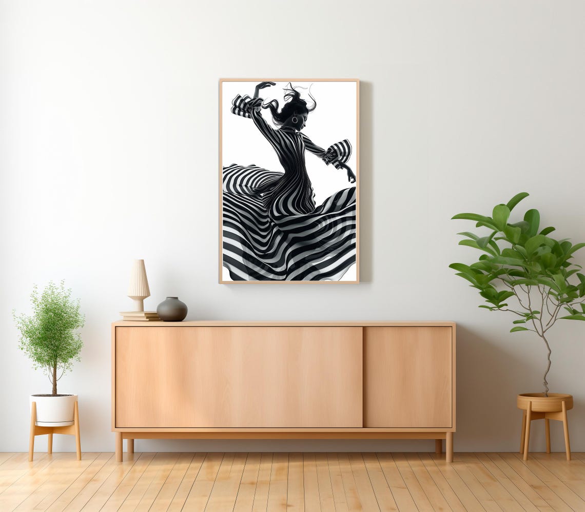 Dance Of Joy Black White Abstract Figure Print Home Decor Minimalist Wall Art For Modern Decor Abstract Art - Image 2