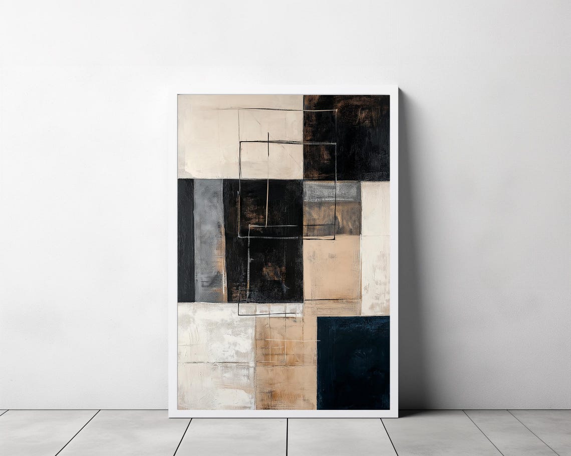 Wabi Sabi Wall Art Wabi Sabi Abstract Art Prints Black And Beige Abstract Art Modern Minimalist Wall Art - Image 3