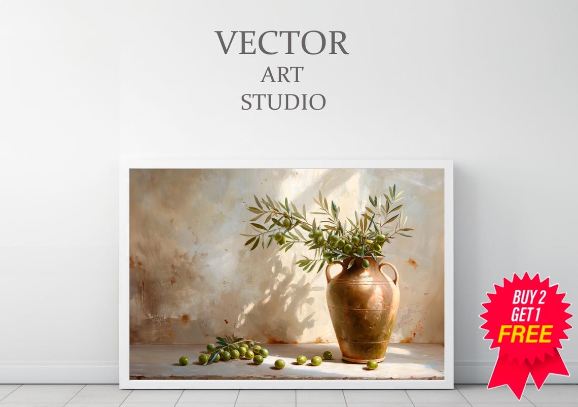 Rustic Painting Olive Branch Print Rustic Italian Wall Art For Dining Room Kitchen Moody Painting Spanish Olive Art Dining Room Wall Decor - Image 3