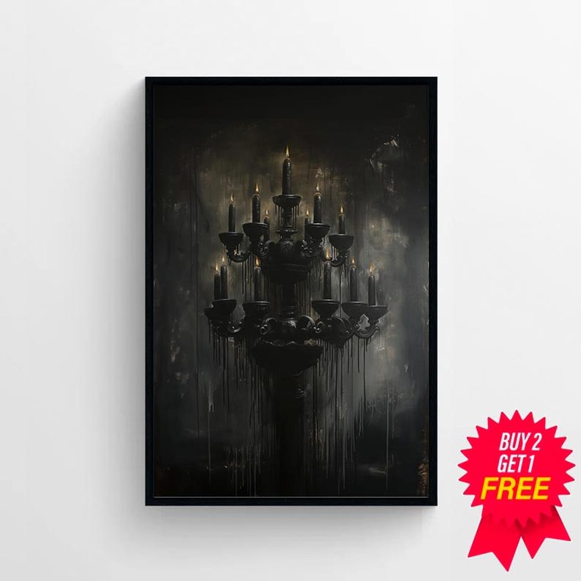 Halloween Decor Black Candles Vintage Style Halloween Moody Dark Academia Wall Art - Image 4