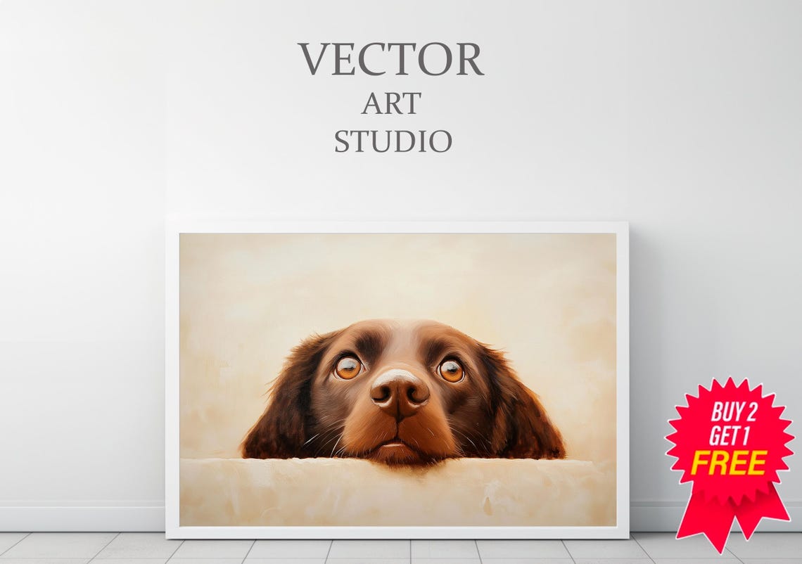 Brown Labrador Puppy Peeking Over A Ledge Minimalist Dog Poster - Image 3