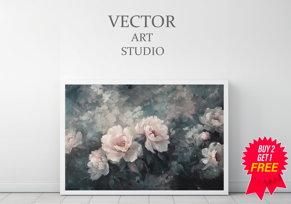 Moody Floral Frame Tv Art Dark Academia Abstract Flowers Vintage Botanical Frame Tv Art Vintage Frame Tv Art Antique Flowers - Image 3