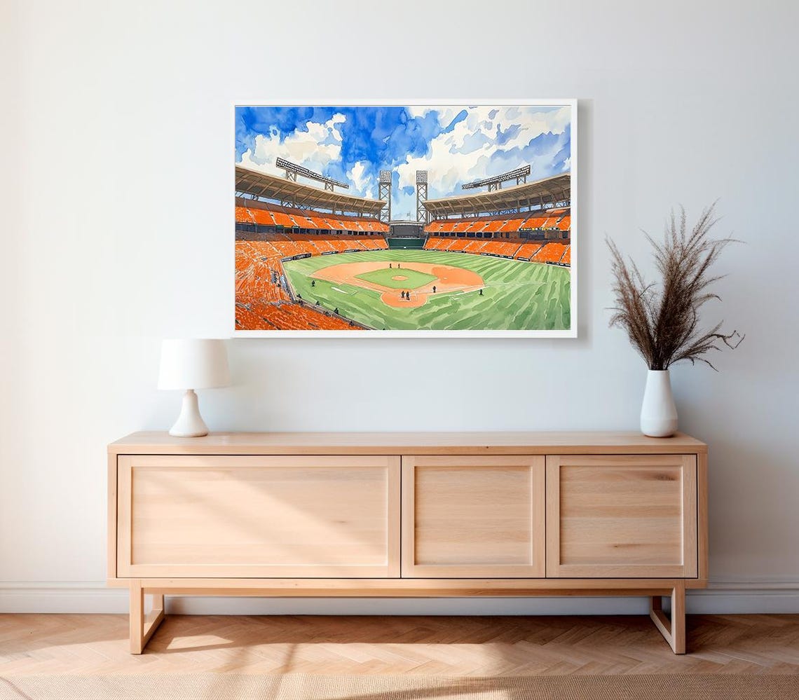 Baseball Stadium Watercolor View From Behind Home Plate Poster - Image 2