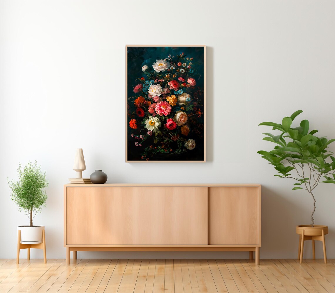 Dark Academia Roses, Moody Vintage Floral Art Print - Image 2