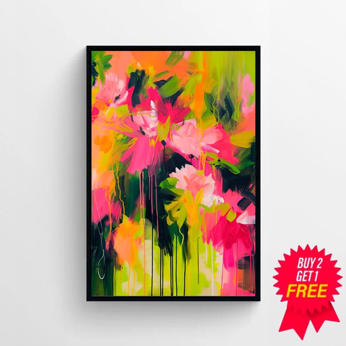 Colorful Abstract Floral Maximalist Modern Gallery Style Art Print - Image 4