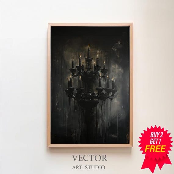 Halloween Decor Black Candles Vintage Style Halloween Moody Dark Academia Wall Art