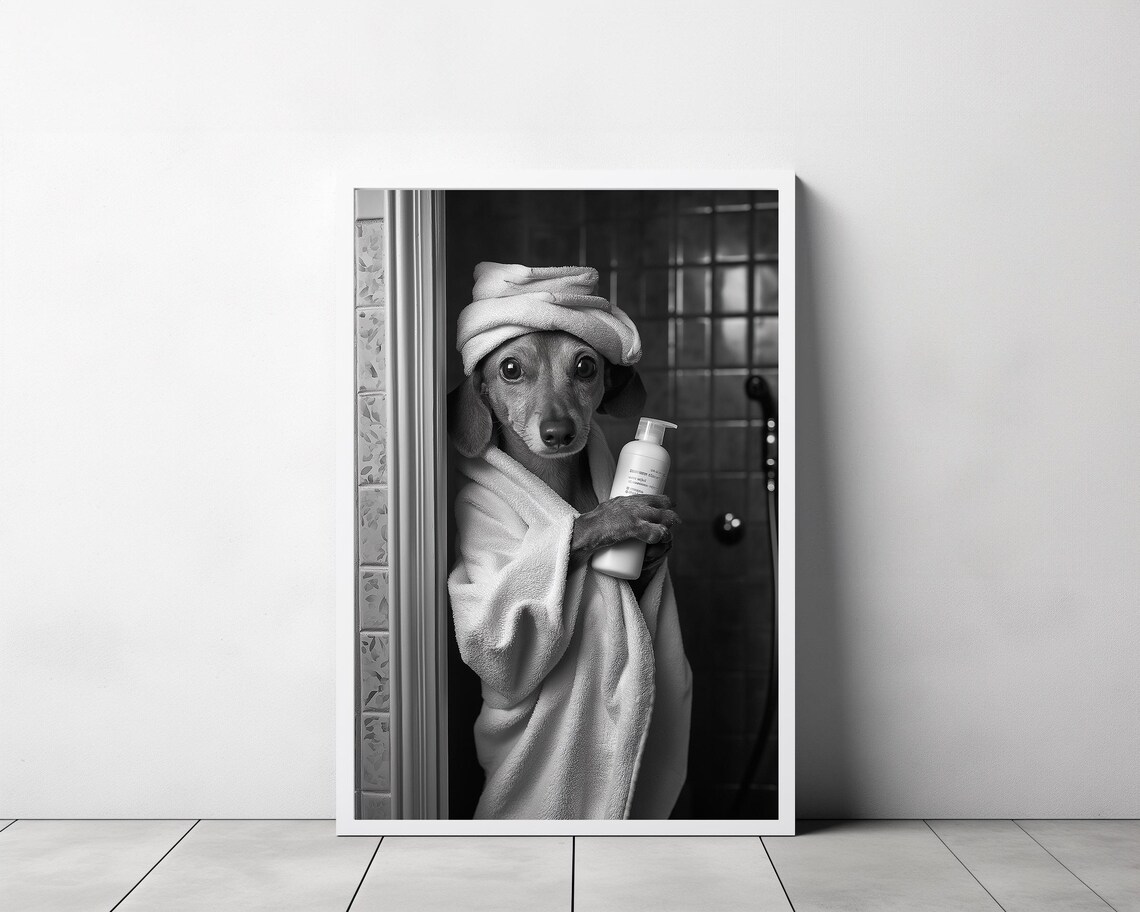 Funny Dachshund Bathroom Art Print, Wall Decor - Image 3