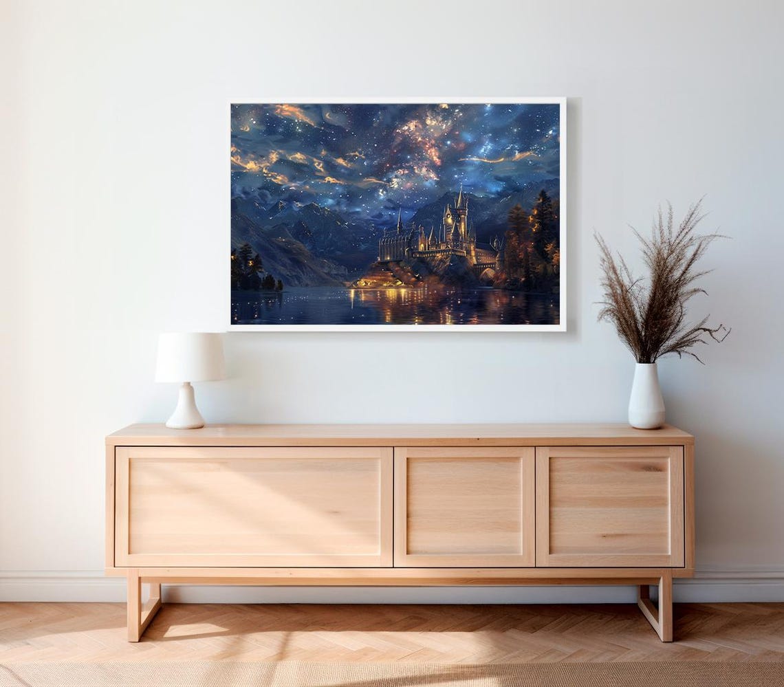 Wizarding Inspired Poster Vintage Wizard School Wizard World Van Gogh Painting Vintage Castle Decor Wall Art - Image 2