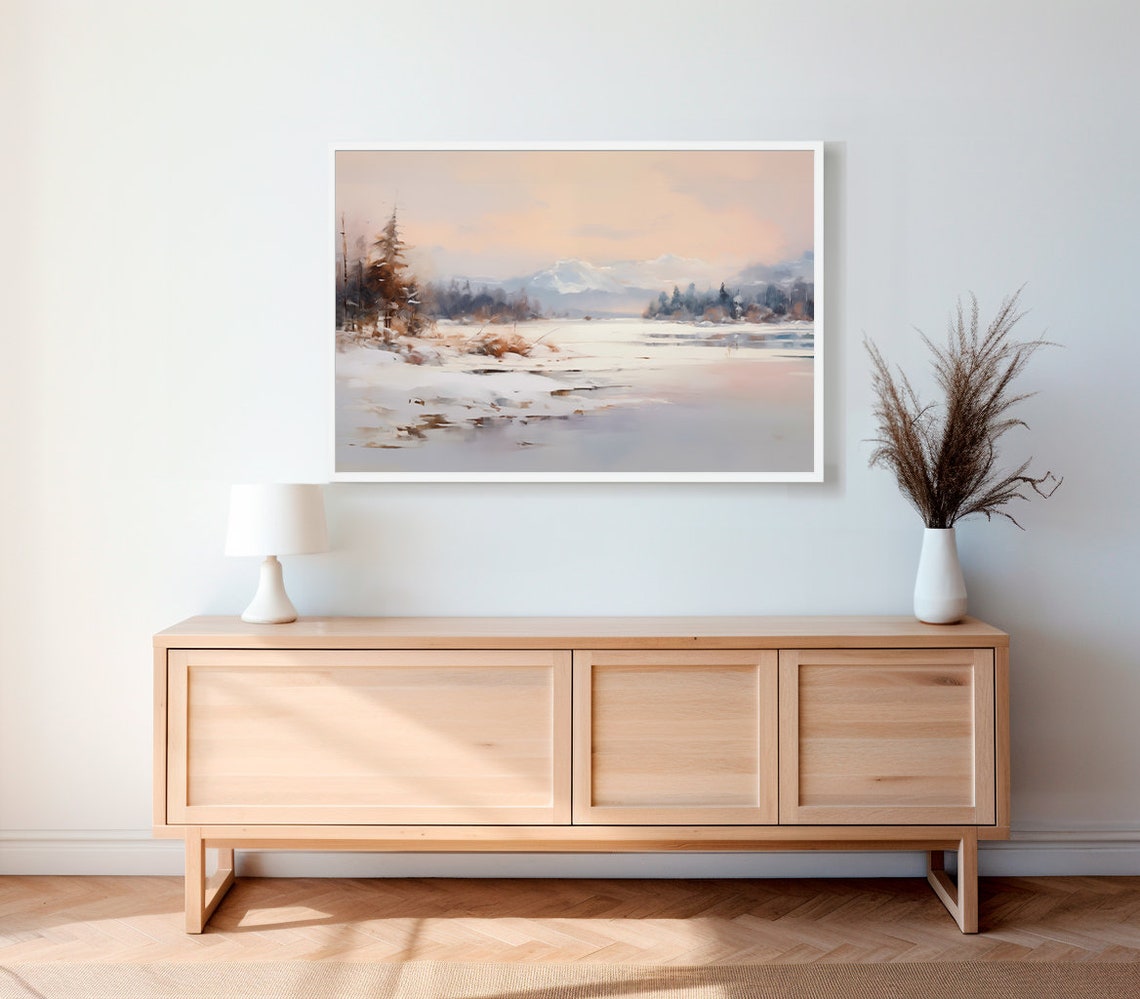 Snowy River Valley at Sunrise With Distant Mountain Peaks Poster - Image 2