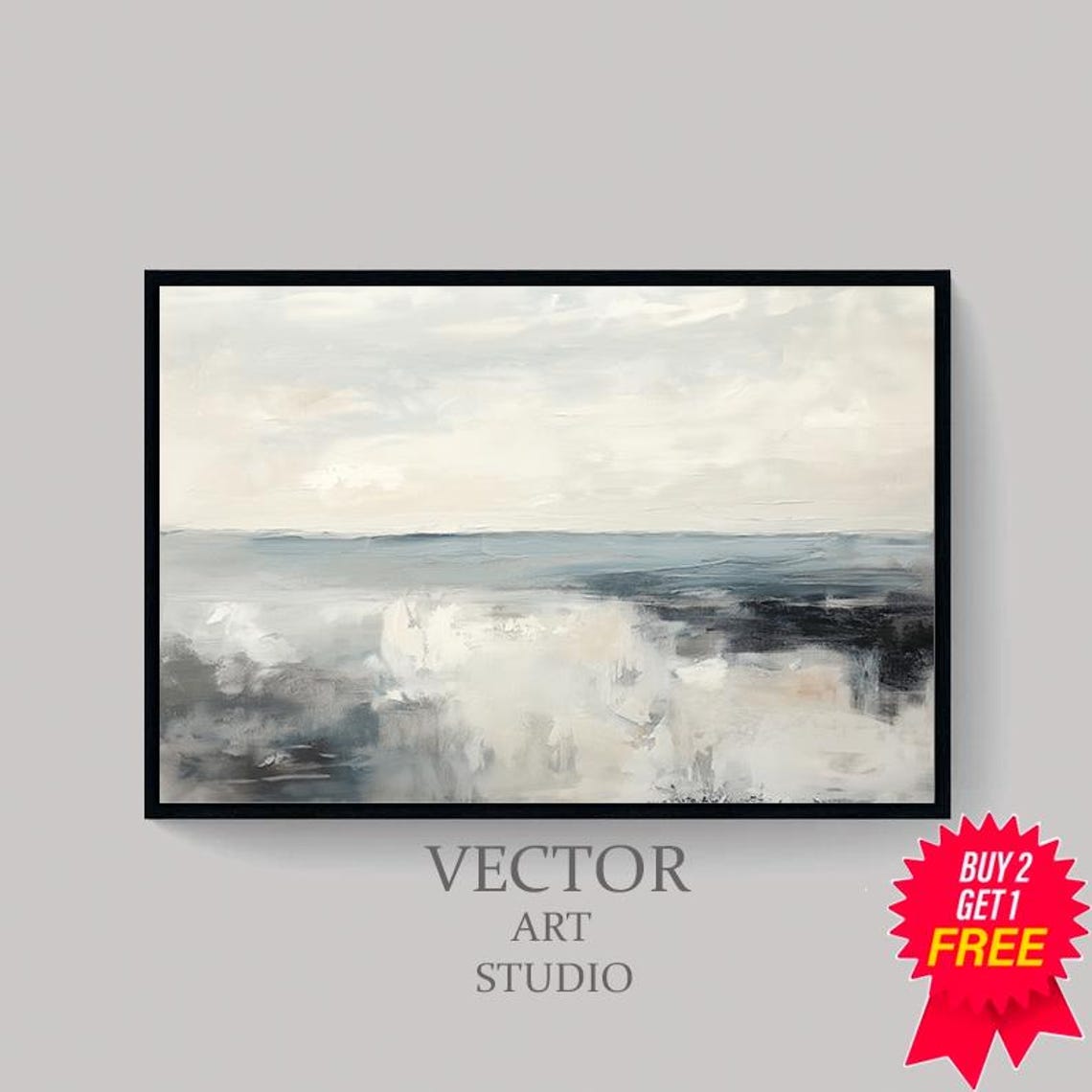Calm Gray and Beige Abstract Modern Minimalist Painting Poster - Image 4