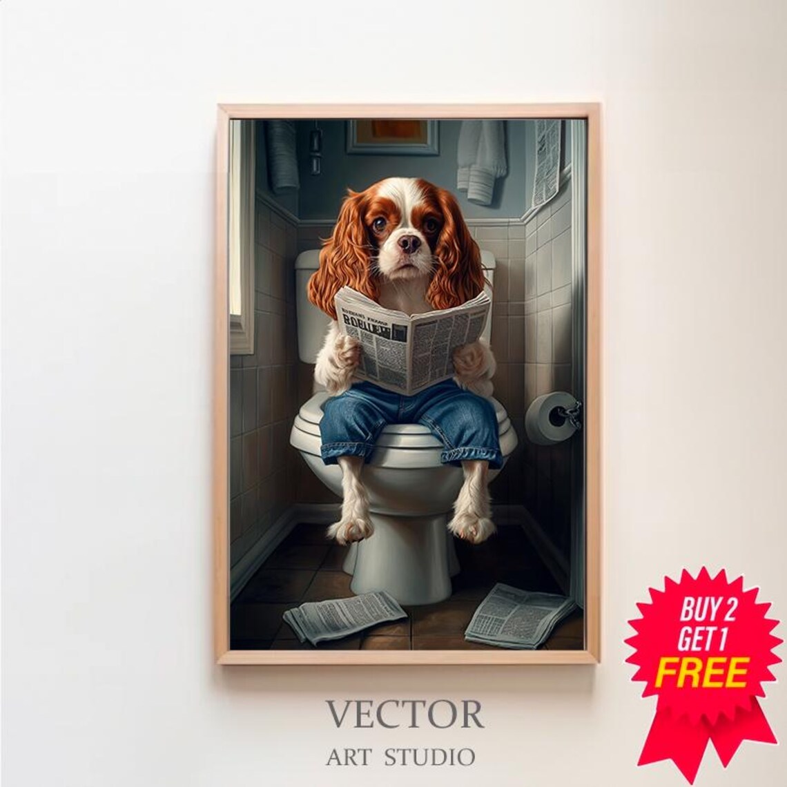 Cavalier King Charles Spaniel Bathroom Art Print