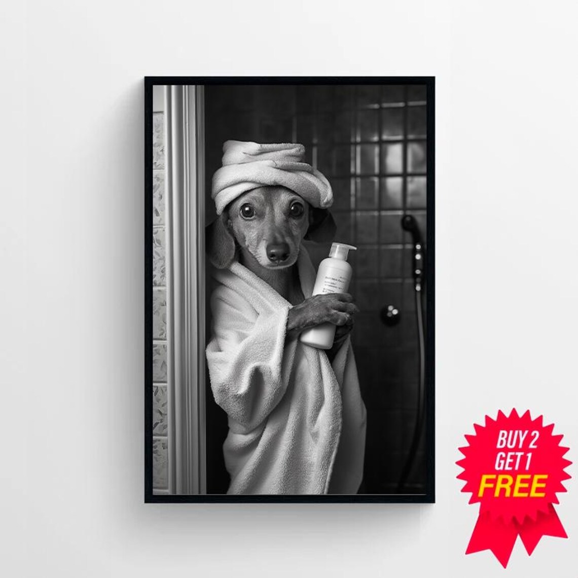 Funny Dachshund Bathroom Art Print, Wall Decor - Image 4