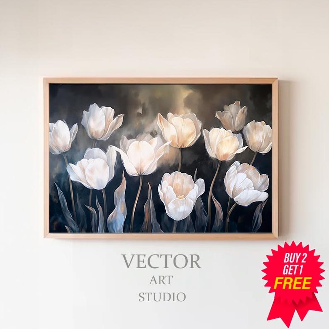 Spring Tulips Frame Tv Art Neutral Flower Tv Art Spring Botanical Easter Screensaver Moody Vintage Floral Oil Painting