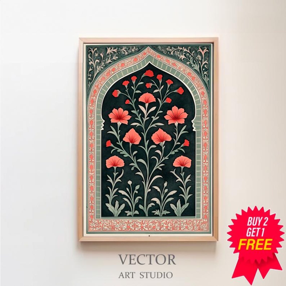 Palestine Floral Arch, Islamic Architecture Art Print