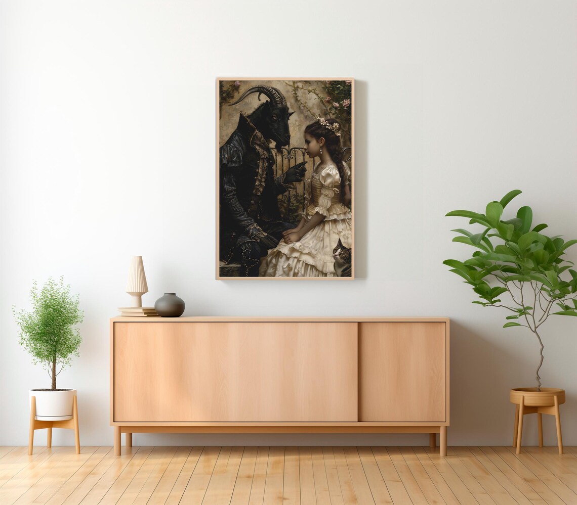 Old Nick And Witch Dark Academia Poster Gothic Witchcraft Witchy Occult Folklore Occult Art Macabre Pagan Wall Decor - Image 2
