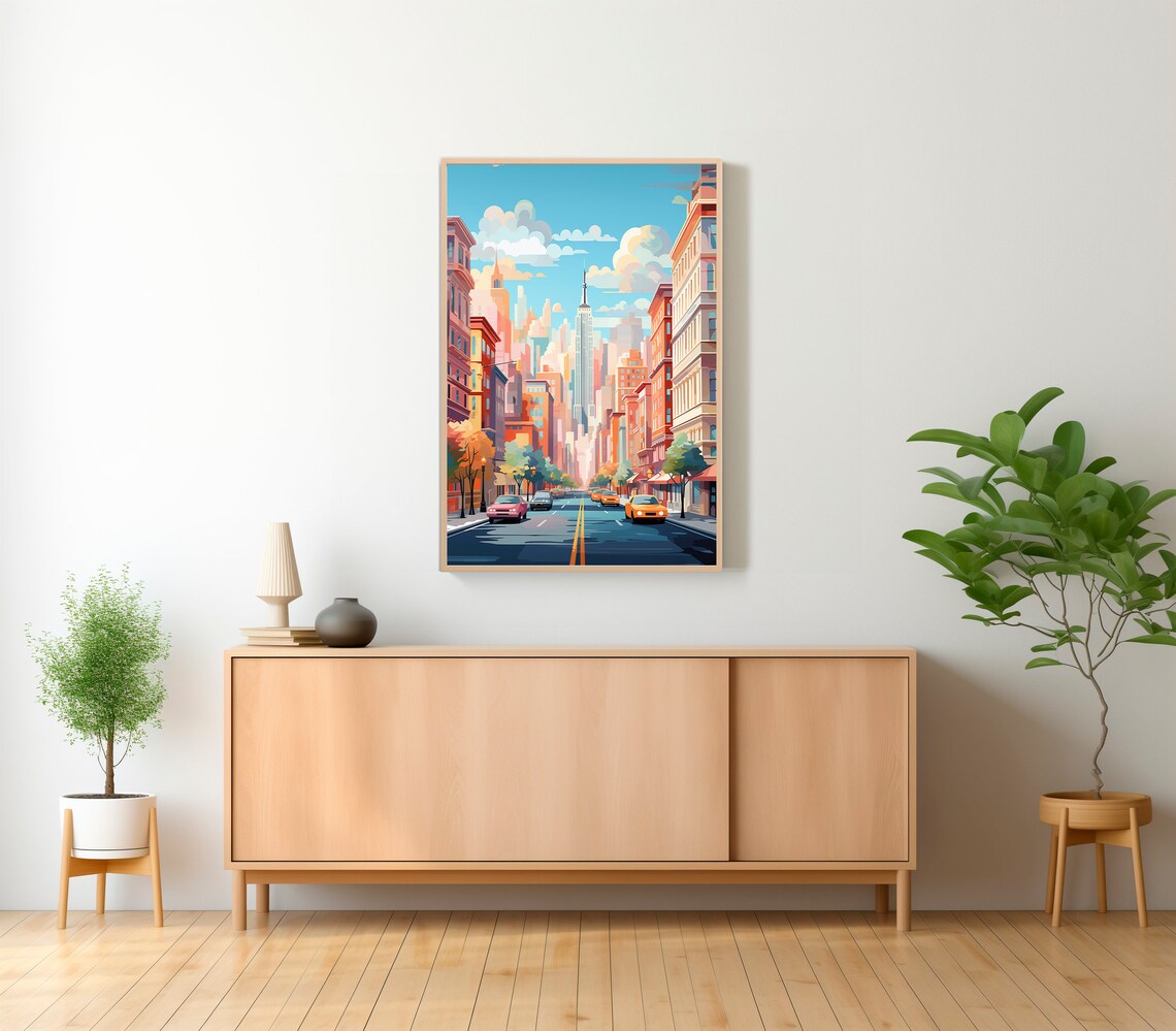 New York City Street Empire State Building Taxi Travel Poster - Image 2