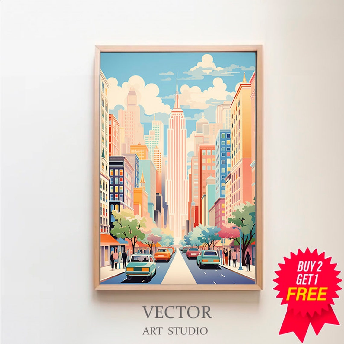 New York City Street Scene with the Empire State Building Poster