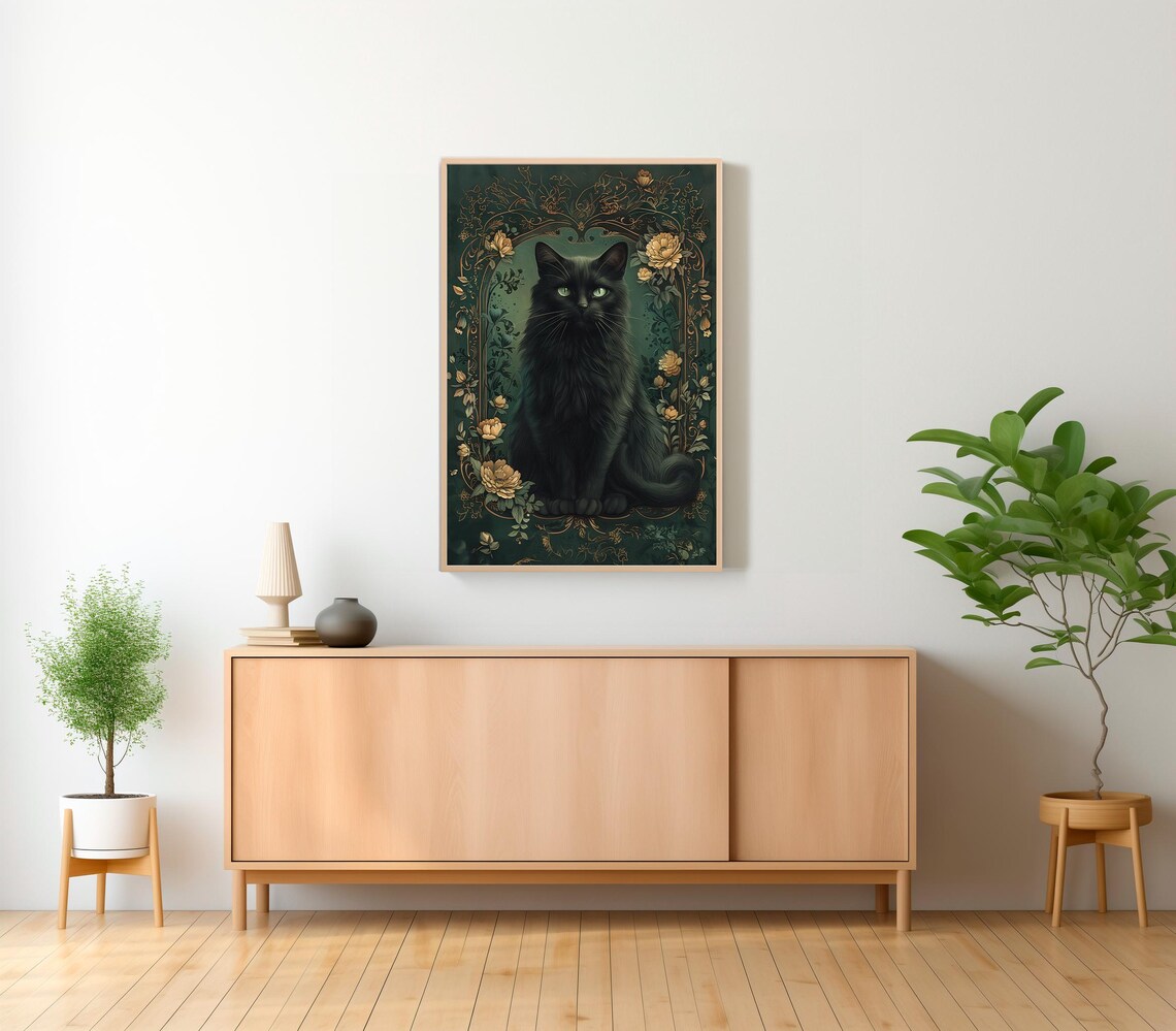 William Morris-Inspired Cat Portrait Art Print - Image 2