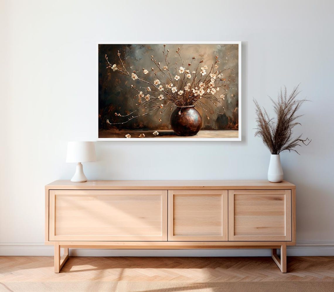 Moody Floral In Vintage Vase Art Fall Art Vintage Artwork - Image 2