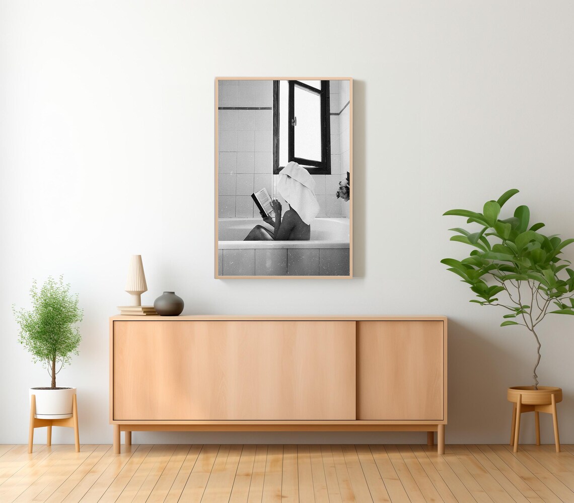 Feminist Woman in Bathtub, Black and White Art Print - Image 2
