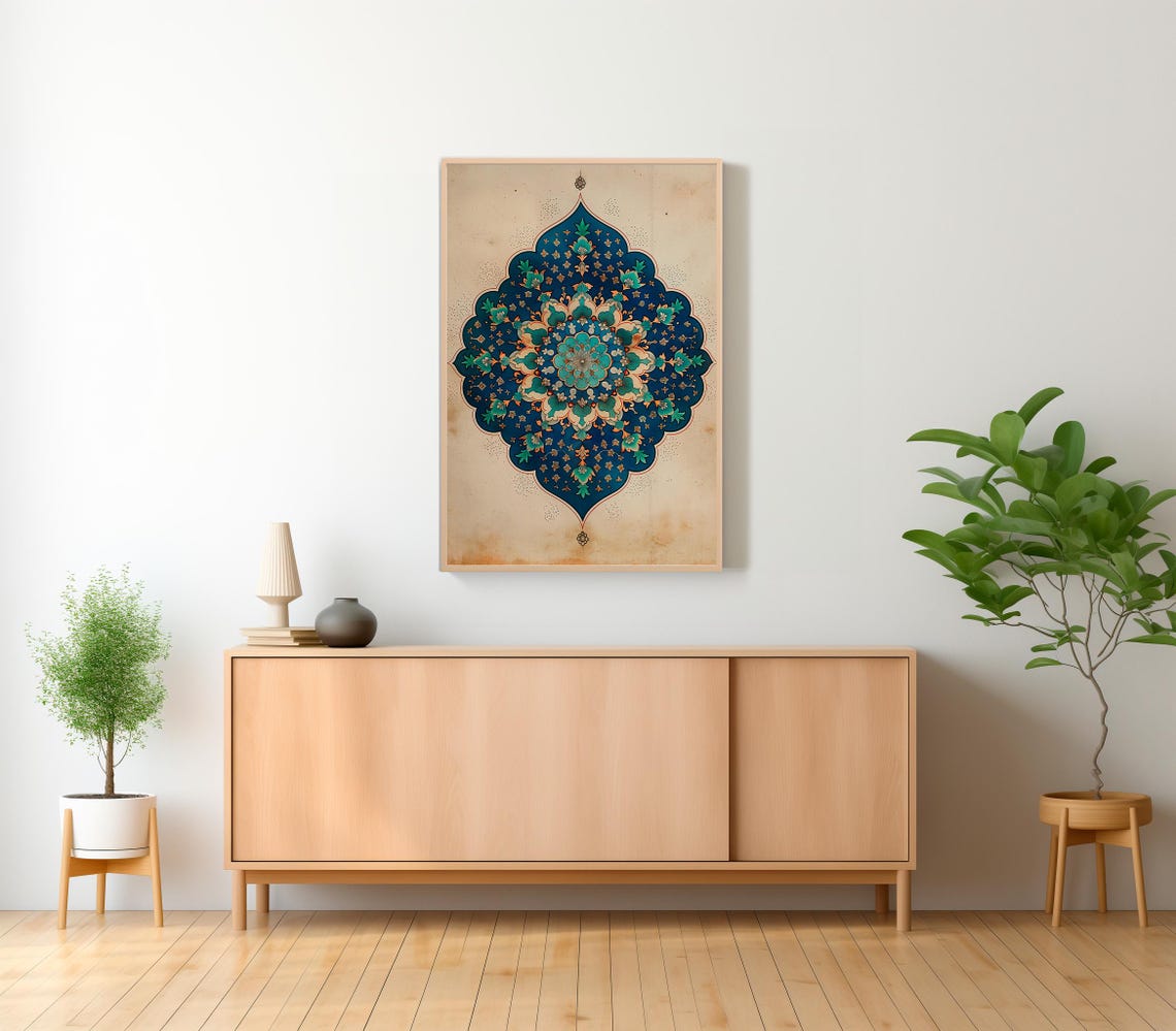 Islamic Geometric Art Artful Pattern Art Modern Islamic Wall Art Boho Islamic Poster Floral Tile Print Eid Decoration Muslim Home Decor - Image 2