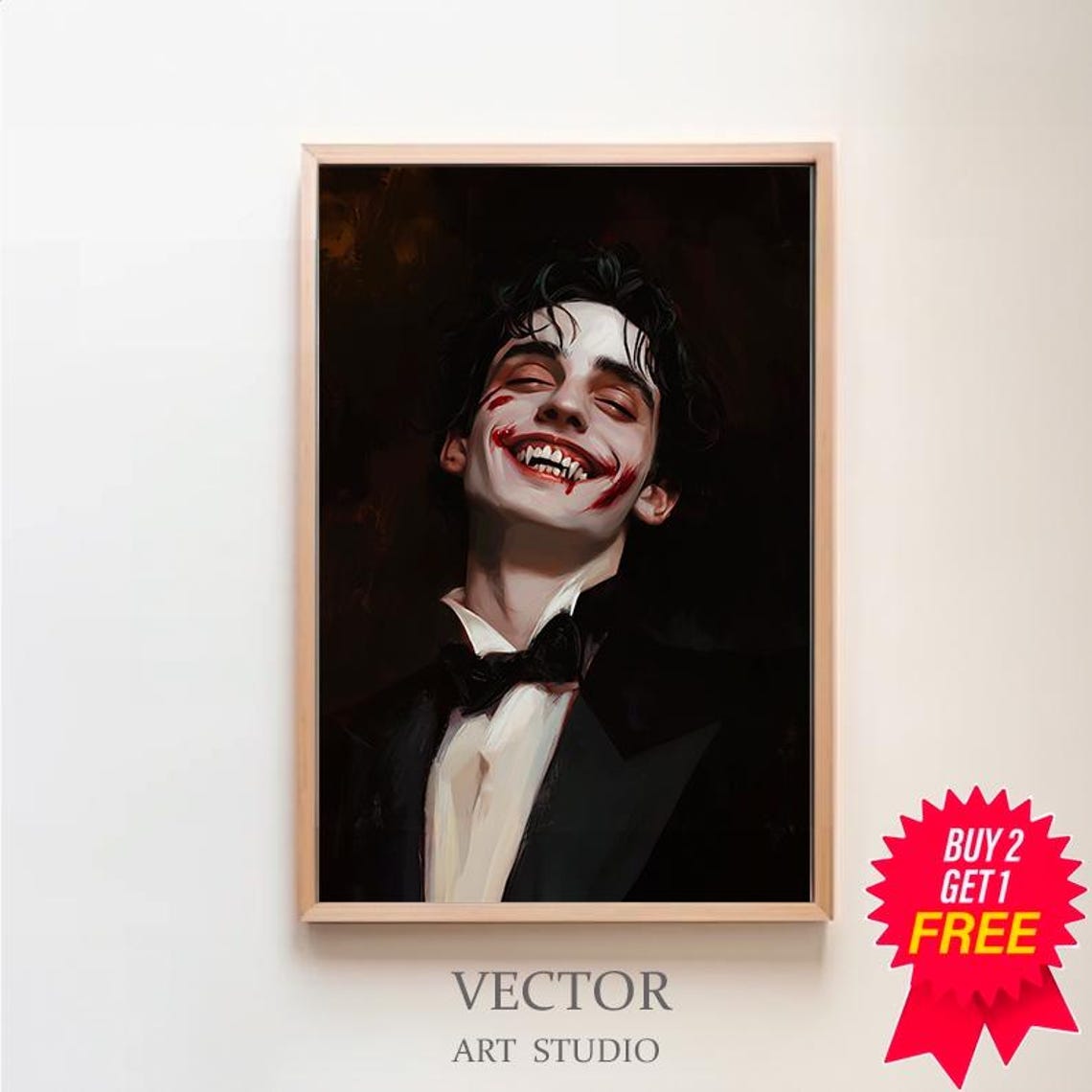 Laughing Vampire With Bloodied Grin In Dark Tuxedo Gothic Poster