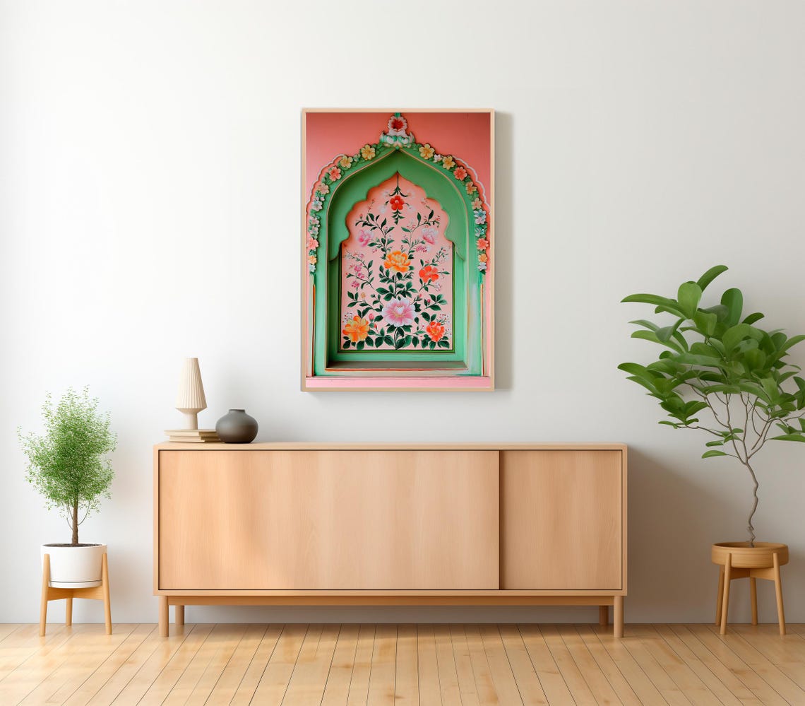 Palestine Floral Arch Art Print Islamic Wall Art Muslim Architecture Poster Arabic Decor Large Wall Art Eid Ramadan Gift - Image 2