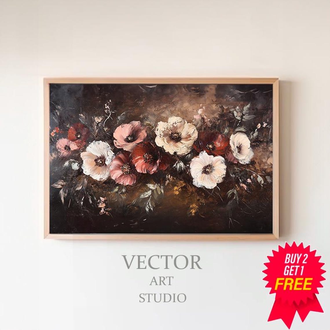 Dark Academia Frame Tv Art Abstract Flowers Vintage Frame Tv Art Botanical Vintage Moody Floral Frame Tv Art Antique Flowers
