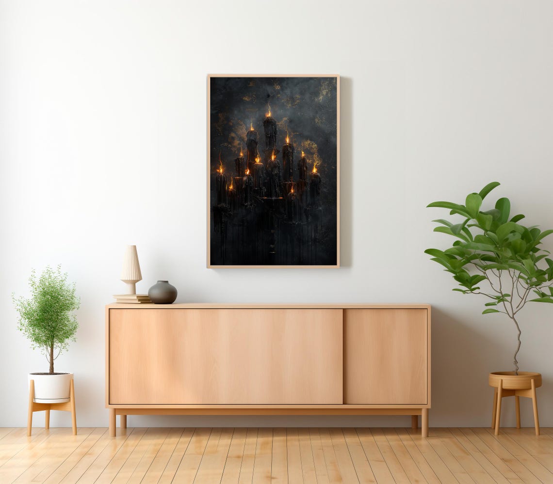 Halloween Decor Black Candles Vintage Style Halloween Moody Dark Academia Wall Art - Image 2