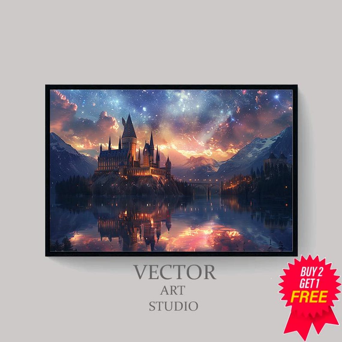 Wizarding Inspired Poster Vintage Wizard School Wizard World Van Gogh Painting Vintage Castle Physical Decor Wall Art - Image 4