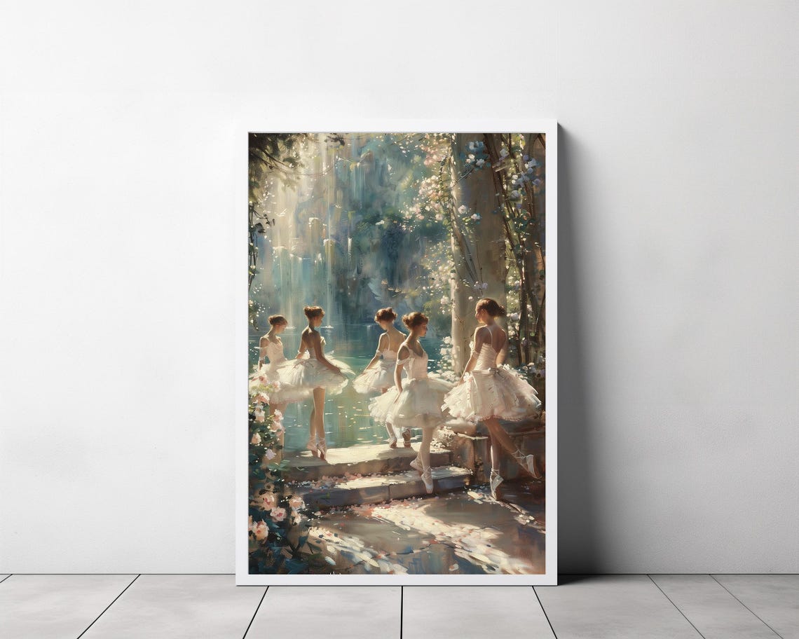 Ballet Print Coquette Room Decor Vintage Wall Art Coquette Wall Art Ballet Dance Balletcore Print Ballerina Tutu Oil Painting Ballerina Art - Image 3