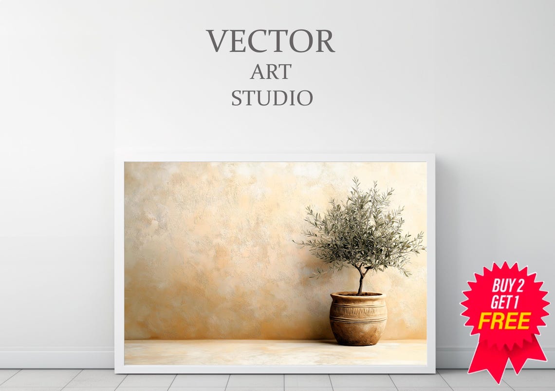 Olive Tree Painting Tv Art Pottery Still Life Painting Neutral Modern Organic Art For Tv - Image 3