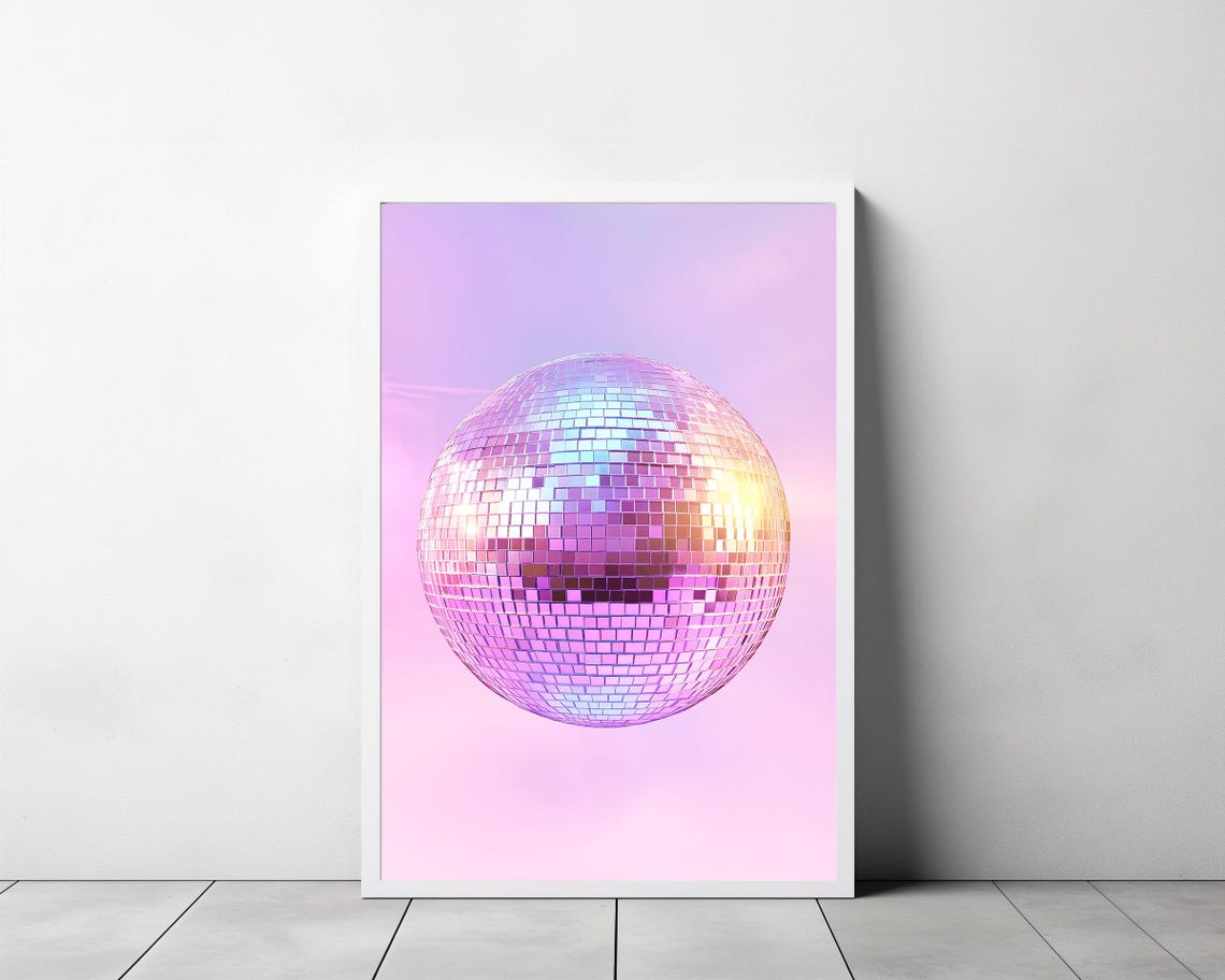 Iridescent Disco Ball on a Lavender Pastel Background Poster - Image 3