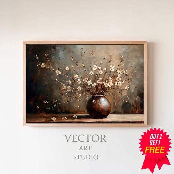 Moody Floral In Vintage Vase Art Fall Art Vintage Artwork