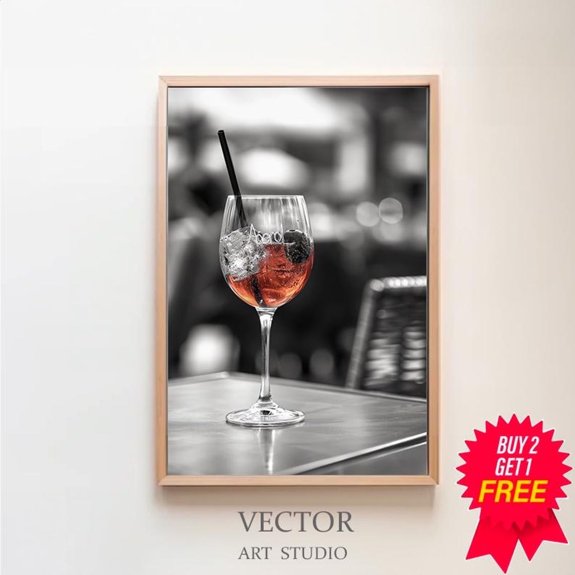 Chic Aperol Spritz Cocktail with Moody Cafe Bokeh Photo Poster