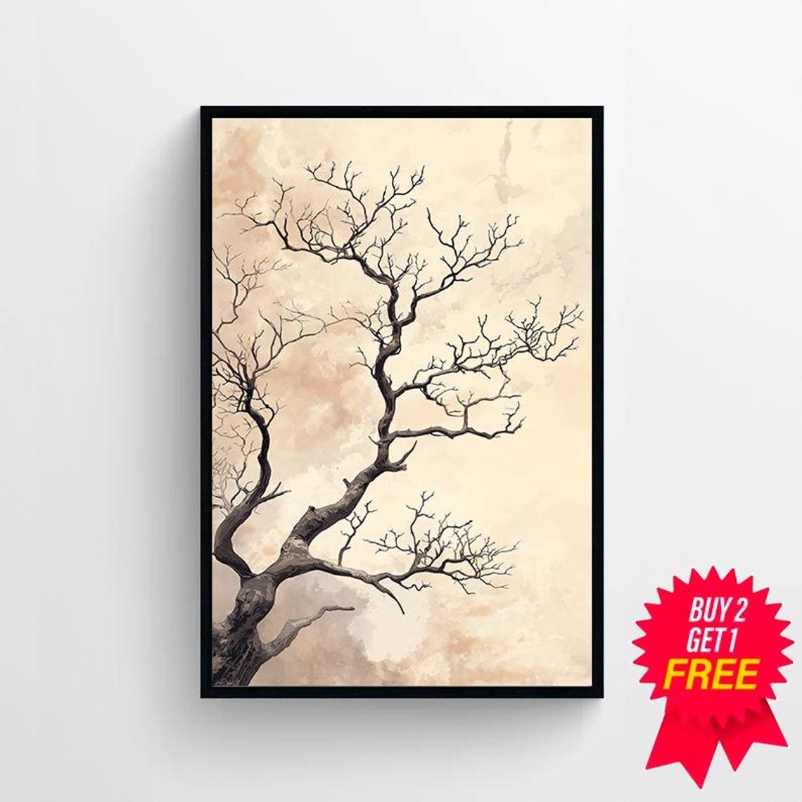 Wabi Sabi Wall Art Wabi Sabi Abstract Tree Art Neutral Print Wabisabi Texture Print Modern Neutral Print - Image 4