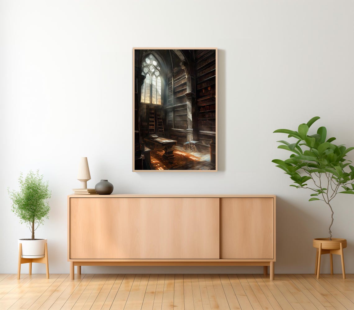 Gothic Library Print Vintage Poster Art Poster Print Dark Academia Reading Gifts Gothic Victorian - Image 2
