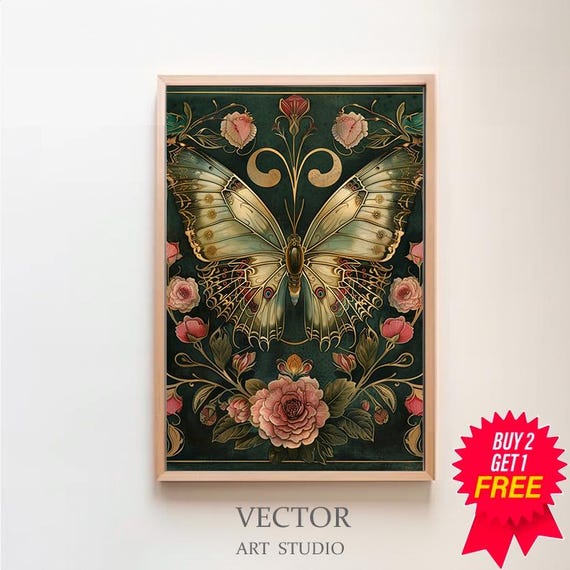 William Morris Print Pink Butterfly Botanical Poster Vintage Wall Art Textiles Art Vintage Poster Wall Art Print Poster