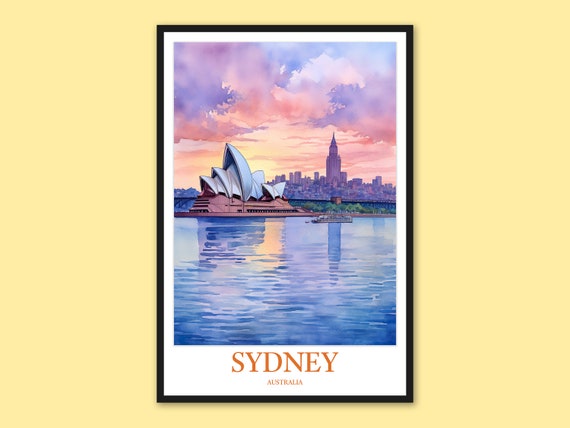 Sydney Opera House Print Australia Travel Poster Wall Art