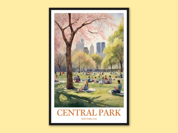 Central Park Relaxed Afternoon Picnics Under Blossoms New York Poster