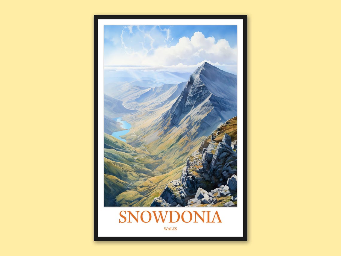 Snowdonia Wales Rocky Mountain Ridge Panoramic Landscape Poster