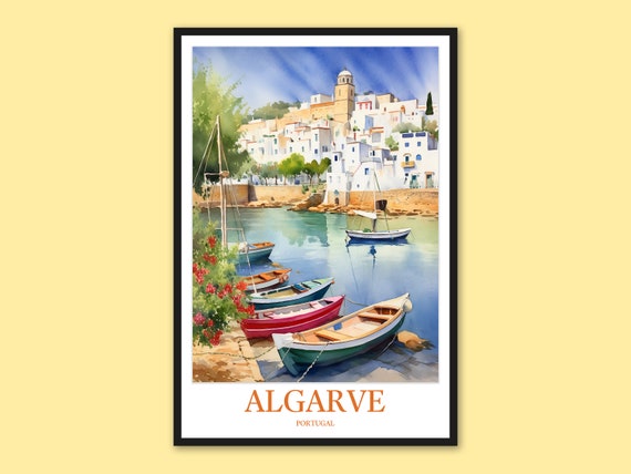 Algarve Portugal Art Print Fishing Village Travel Poster
